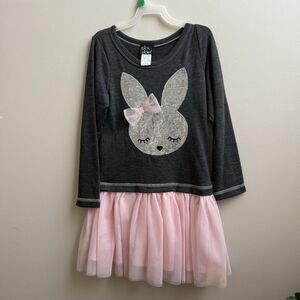 Pink & Violet Bunny Dress Girls Size 6 Gray & Pink Frilly Sequin Easter